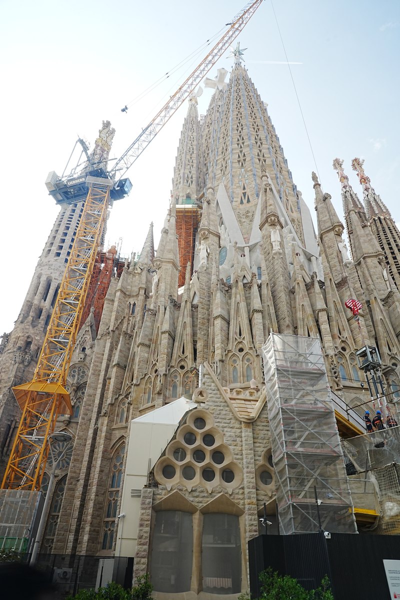 サクラダ・ファミリアの側面・植物のように積み上がる尖塔群