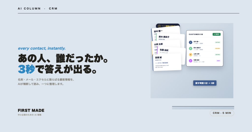 散らかった顧客情報をAIが整理する──中小企業の名刺・メール一元化