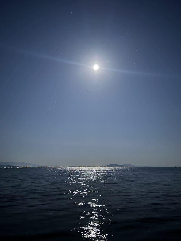 湖に浮かぶ月